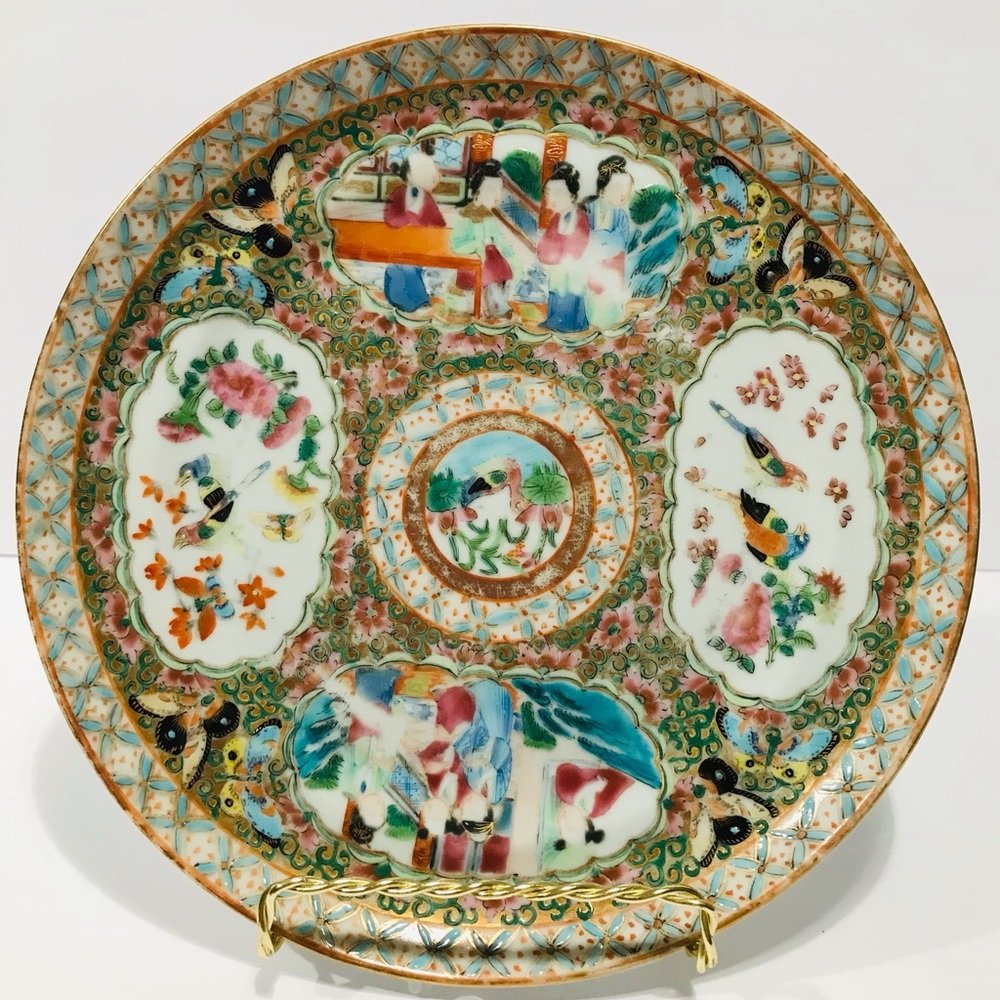 Antique Beginning of 19th Century Rose Medallion China Plate 7.75” No Stamp